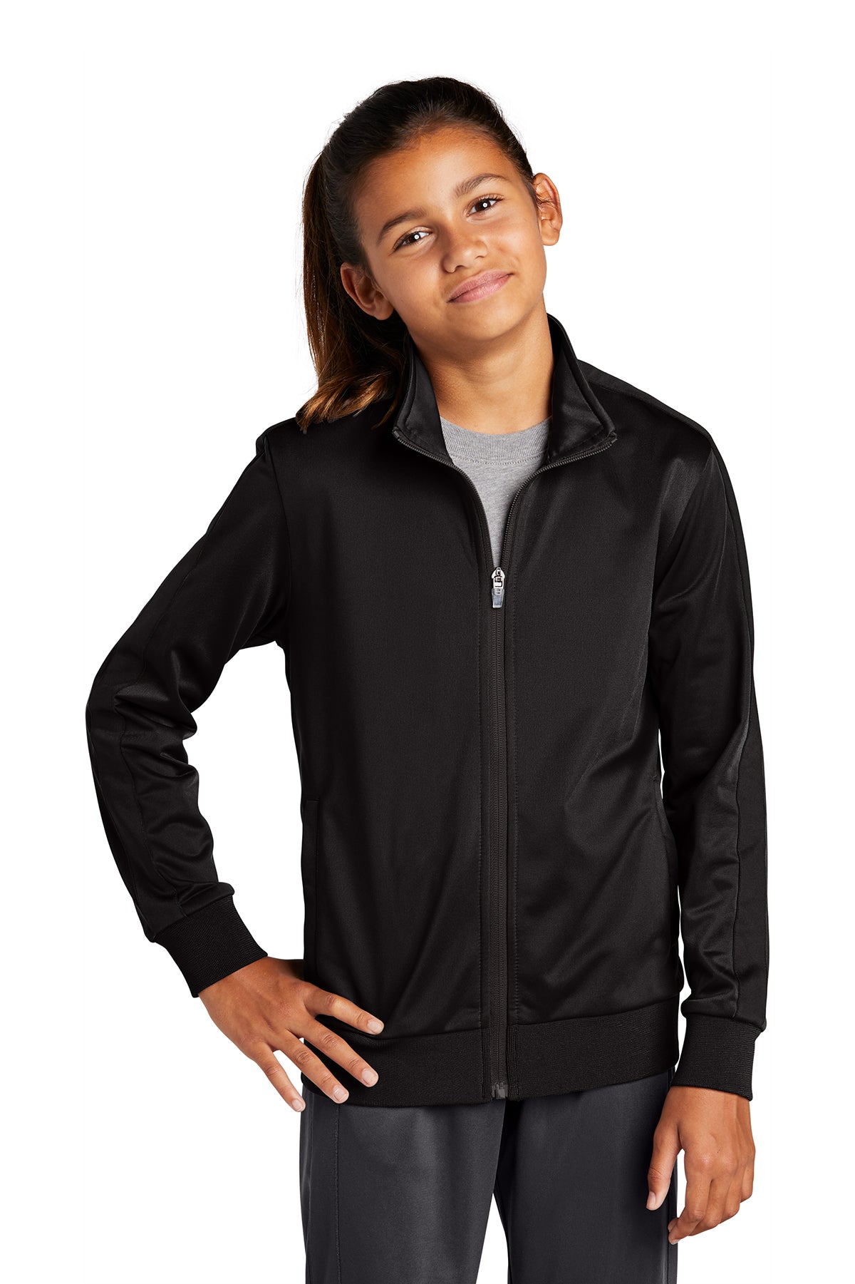 Sport-Tek Youth Tricot Sleeve Stripe Track Jacket