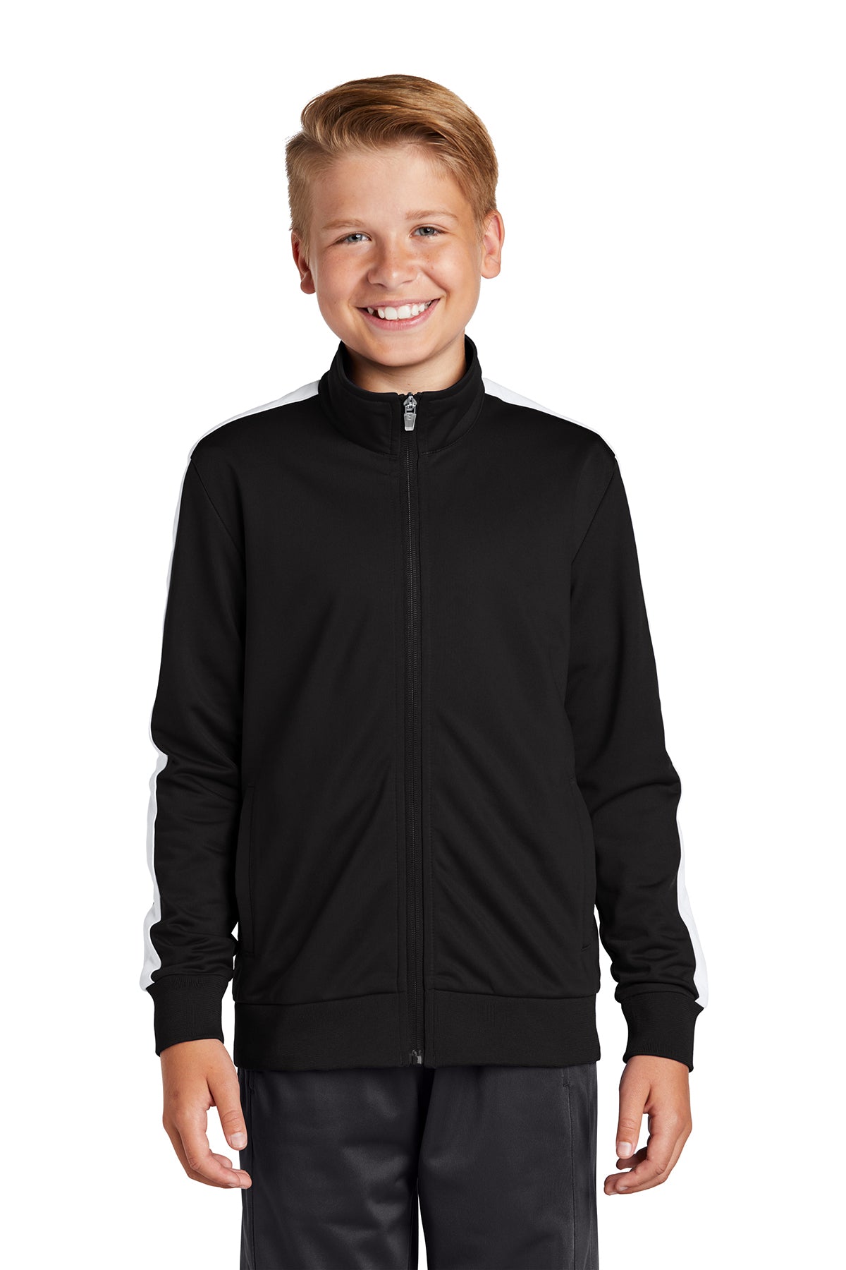 Sport-Tek Youth Tricot Sleeve Stripe Track Jacket