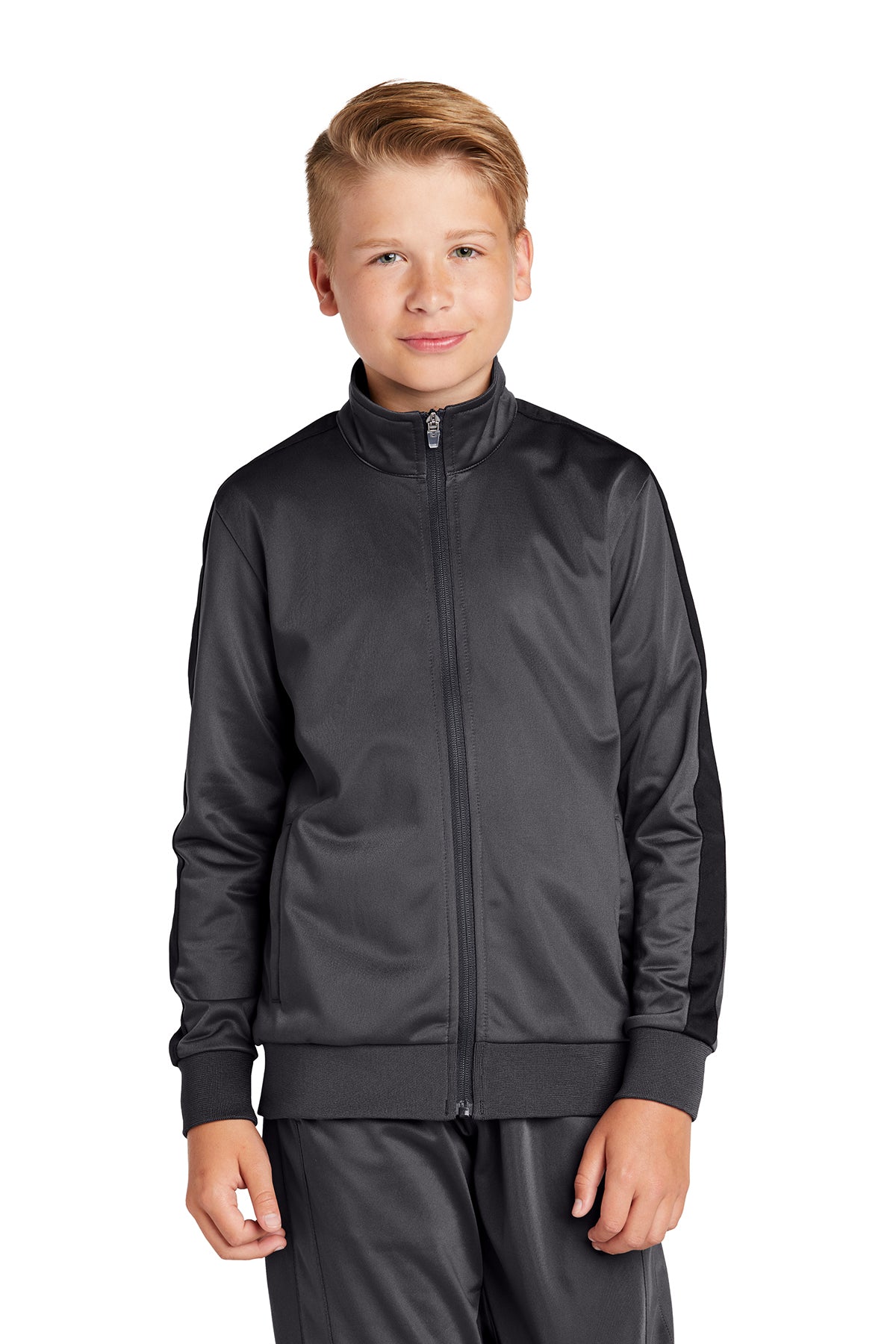 Sport-Tek Youth Tricot Sleeve Stripe Track Jacket