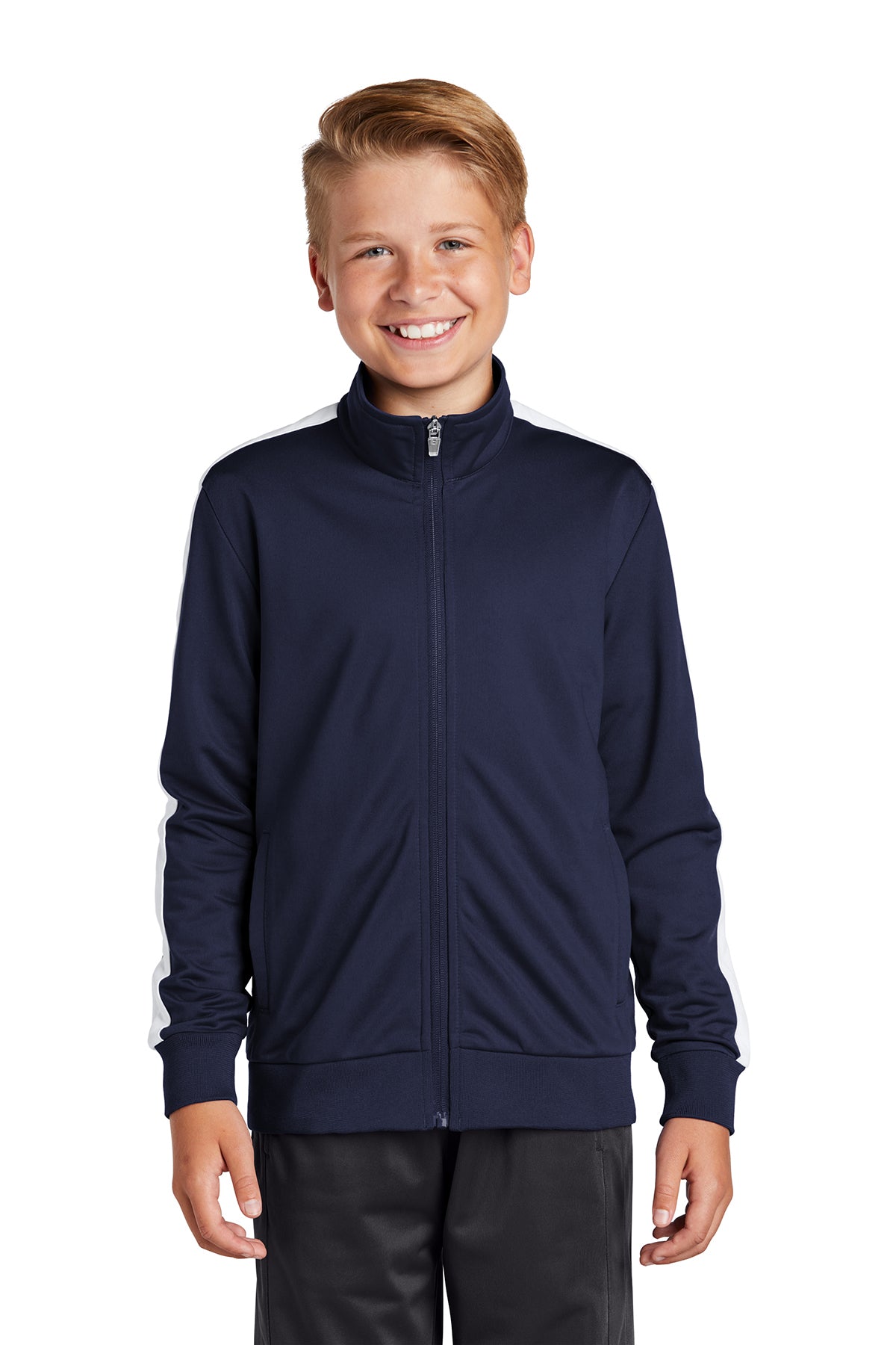 Sport-Tek Youth Tricot Sleeve Stripe Track Jacket
