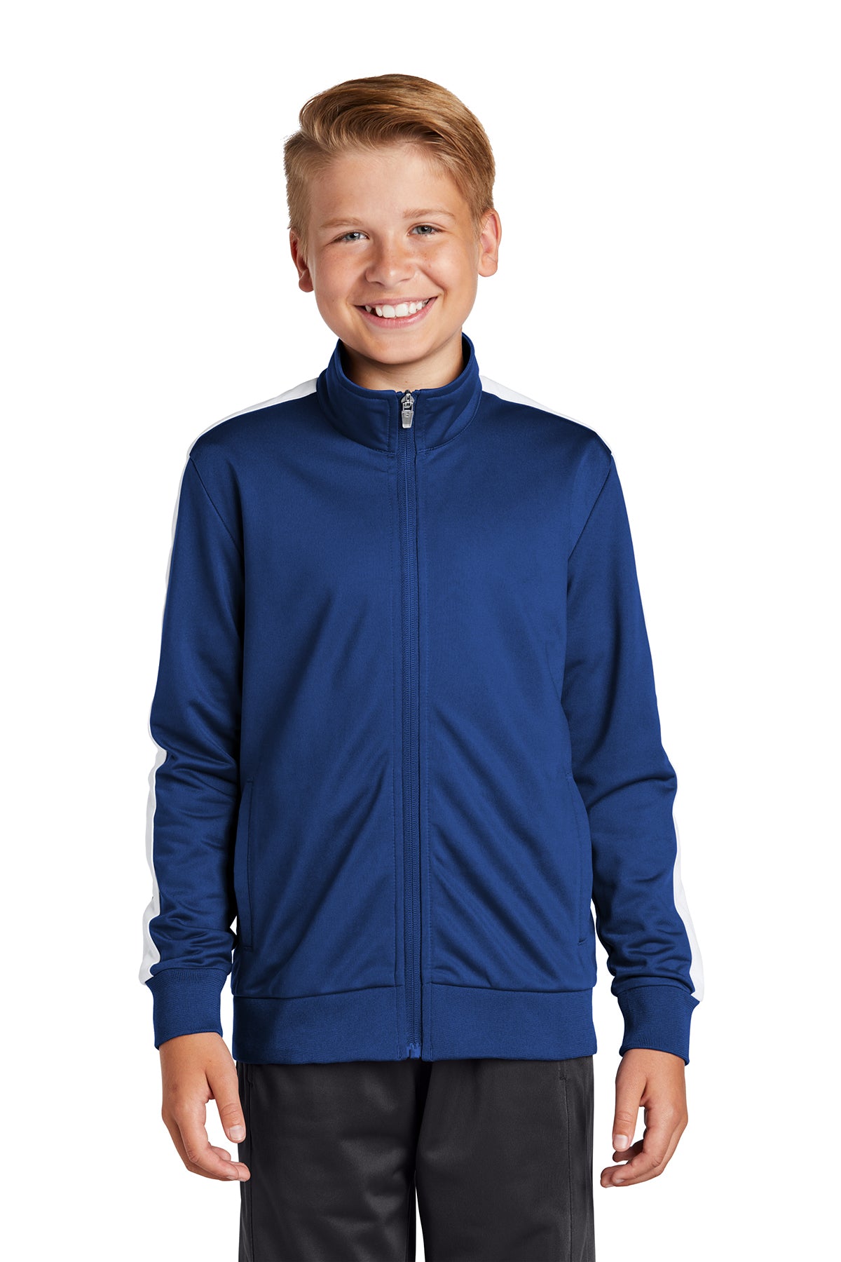 Sport-Tek Youth Tricot Sleeve Stripe Track Jacket - ASF Promotions
