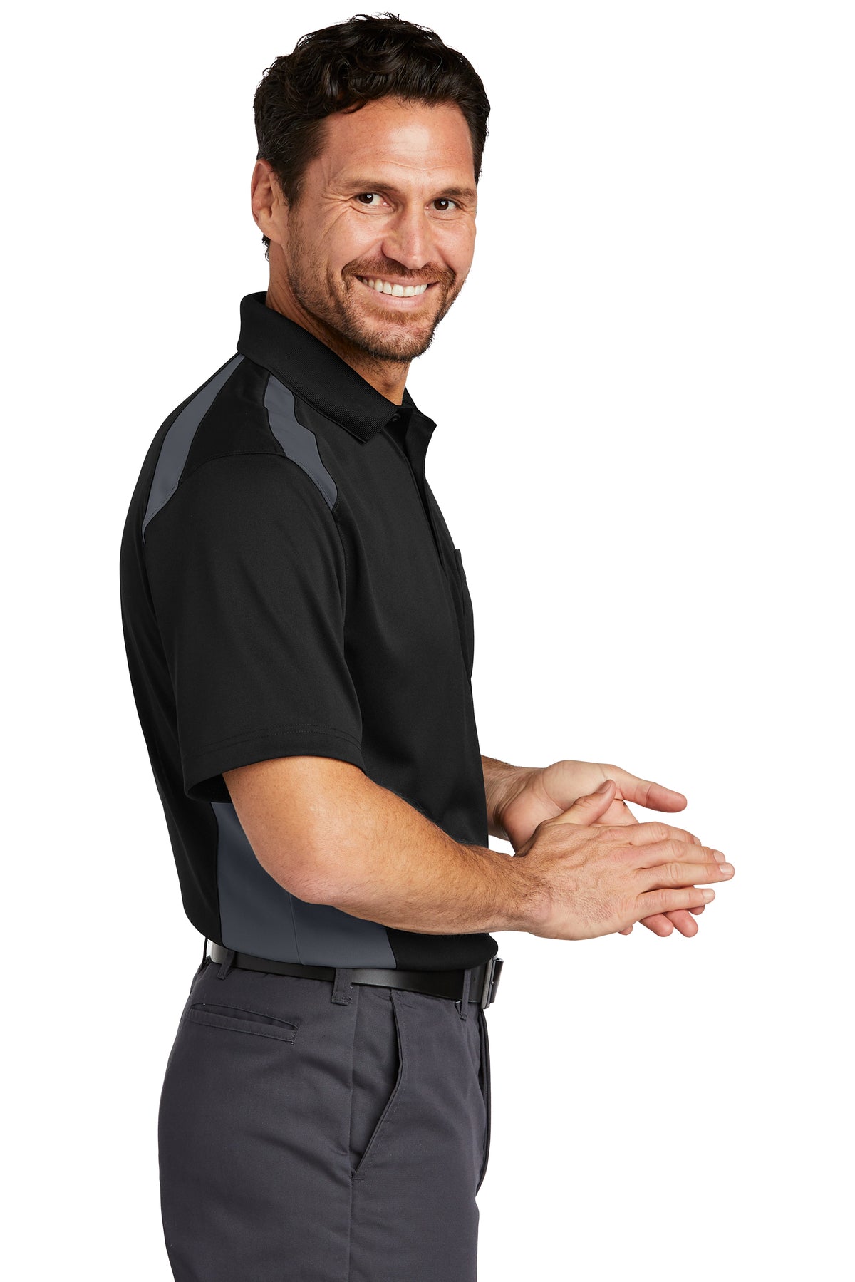 CornerStone Select Snag-Proof Two Way Colorblock Pocket Polo