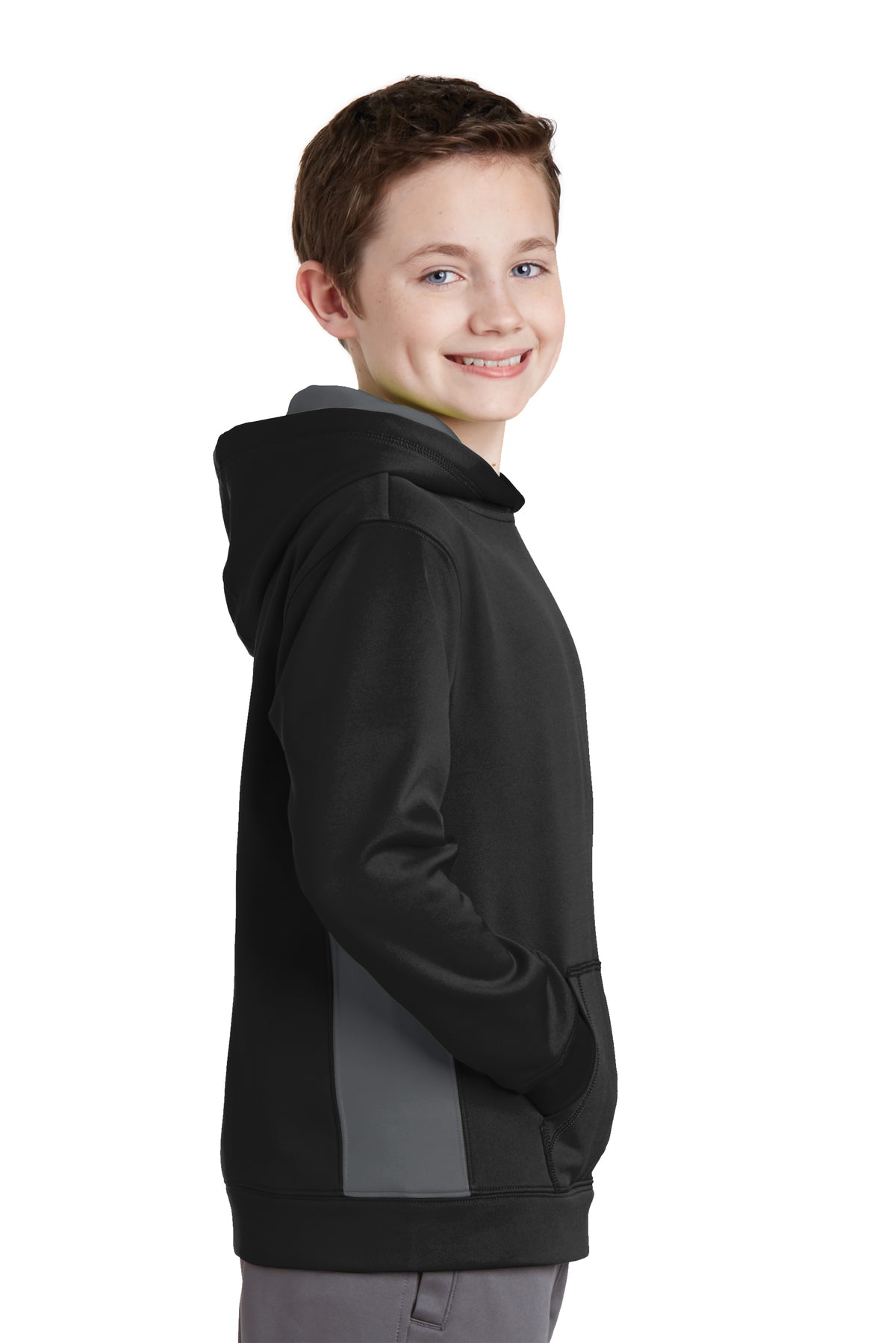 Sport-Tek Youth Sport-Wick Fleece Colorblock Hooded Pullover