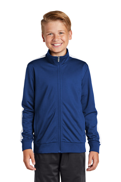 Sport-Tek Youth Tricot Sleeve Stripe Track Jacket