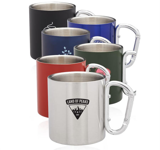 Carabiner Handle Stainless Steel Mugs - 10 oz - ASF Pomotions